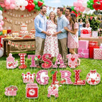 15Pcs Strawberry It's a Girl Yard Signs with Stakes, Berry Sweet Baby Shower Lawn Decorations, Red Pink Gingham Welcome Home Baby Girl Outdoor Sign for Gender Reveal Party Supplies Photo Props - Image 5