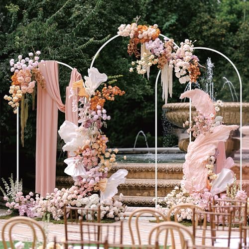 Asee'm White Metal Wedding Arch Backdrop Stand Set of 3 (7.2FT, 6.6FT, 6FT) - Image 5
