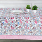 Ridhi Pigeon Blue Hand Block Print Cotton Rectangle Tablecloth 118 x 70 inch-Reusable Table Cover Decorative Everyday Use for Dining Room, Farmhouse, Thanksgiving, Christmas Wedding, Fall - Image 3