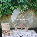 Wedding Guest Book Alternative with Box and Small Hearts,Personalized Round Drop Guest Sign for Rustic Wedding Decorations,Anniversary and Birthday(style7, Circular) - Image 2