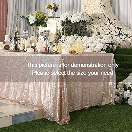 Poise3EHome Champagne Sequin Tablecloth 90×132 Inch Rectangle Sparkly Fabric Table Cloth for Birthday Wedding Party Christmas Holiday Baby Shower Decoration - Image 2