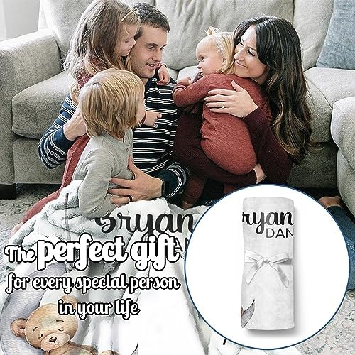 Personalized Baby Monthly Milestone Blanket Boy or Girl - Sleep Bear Months Blanket with Wood Frame and Newborn Wooden Sign - Growth Chart Milestone Blanket 1-12 Month Milestones - Image 5