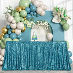 Poise3EHome Teal Sequin Tablecloth 60×120 Inch Rectangle Sparkly Fabric Table Cloth for Baby Shower Birthday Party Wedding Christmas Holiday Decoration - Image 2