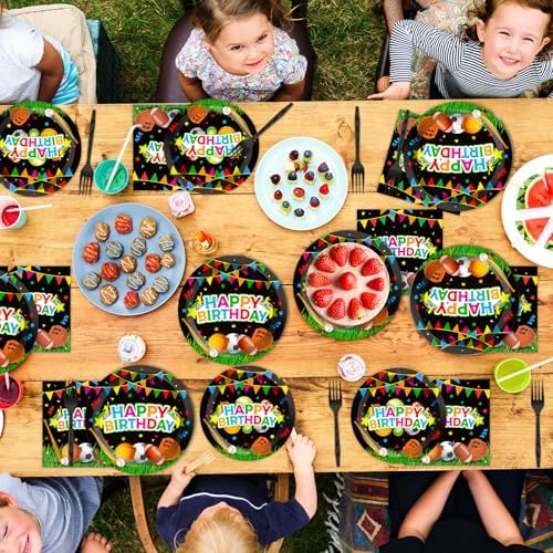 200 pcs Happy Birthday Party Plates and Napkins Kit Sports Themed Birthday Tableware Soccer Basketball Party Supplies For Baby Shower Sports Game Activities and Ball Fans Club celebrations Service 50 - Image 5