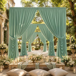 10 ft x 30 ft Sage Green Backdrop Curtains for Parties, Wrinkle Free Sage Green Photography Backdrop Drapes for Wedding Boys Birthday Baby Shower Bridal Shower Party by Outpain