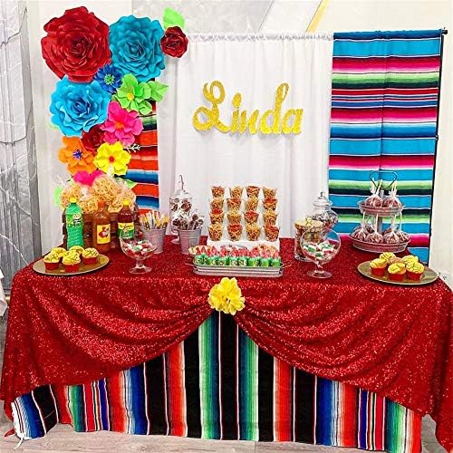 SoarDream Red Sequin Tablecloth 90"x156" Christmas Glitter Table Cloth - Image 2