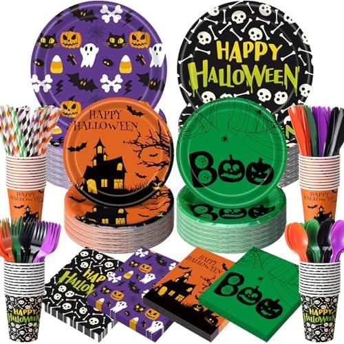 450 Pcs Tableware Set, Serve 50, Multicolor, Happy Halloween by Unknown