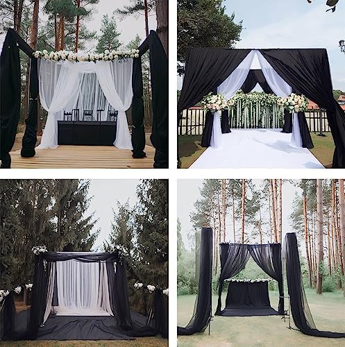 Barcelonetta | Chiffon Fabric | Decoration, Drapery Fabric | Halloween Decoration | for Arbor, Arch, Canopy, Table and Chair Decoration (Black, 10 Yards) - Image 3