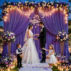 40x10ft Purple Backdrop Curtains for Wedding Parties Wrinkle Free Photo Backdrop Drapes for Photography Birthday Baby Shower Soft Fabric Party Backgournd for Photoshoot 5x10ft, 8 Panels - Image 3