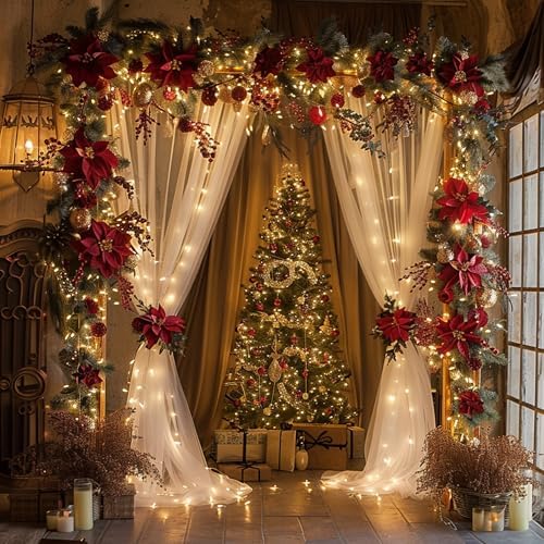 Tulle Backdrop Curtains with Lights Sheer White Curtain Backdrop 20x8ft - Image 7