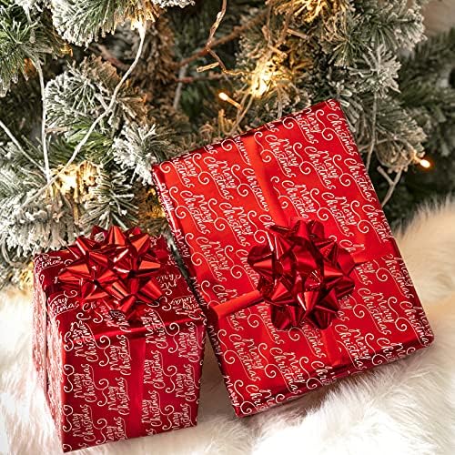 WRAPAHOLIC 30 Inch Jumbo Reversible Vintage Christmas Wrapping Paper - 30 Inch x 100 Feet Jumbo Roll Black Jolly Santa Wrapping Paper and Red Merry Christmas Design with Metallic Foil Shine for Holiday, Party - Image 5