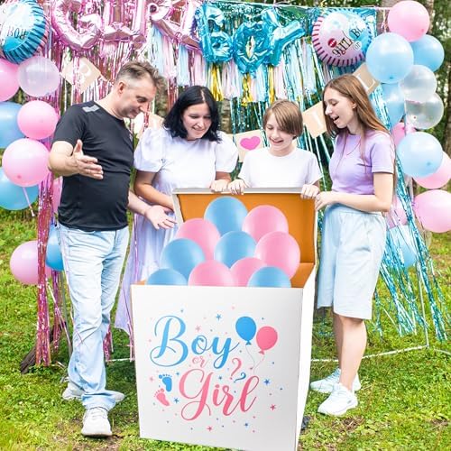 gisgfim 28 Inches Extra Large Gender Reveal Gift Box Kit Balloon Boy Girl - Image 6