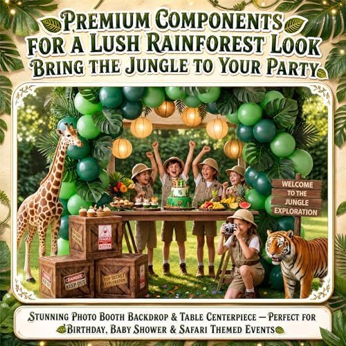 Jetec 151 Pcs Jungle Safari Party Decoration with Balloon Arch Kit and Box - Image 5