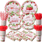 450 Pcs Tableware Set, Serve 50, Red and Pink, Strawberry Baby Shower by Unknown