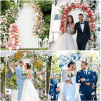 7.2FT Metal Arch Backdrop Stand and Cover Set, Gold Wedding Backdrop Arch Stand with Cover, Balloon Arch Stand with White Arch Cover for Birthday Party Baby Shower Graduation Ceremony Decorations - Image 2