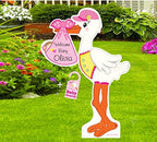 Welcome Home Baby Yard Stork Sign, Pink, 4 Ft Tall - Image 3