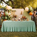 Moukeren 120"x60" Ruffled Tablecloth Table Cover, Sage Green, Gingham - Image 4