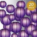Quasimoon PaperLanternStore.com Ultimate 20-Piece Dark Purple Paper Lantern Party Pack - Assorted Sizes of 6, 8, 10, 12 Inch (5 Round Lanterns Each) for Weddings, Birthday, Events and Decor - Image 2