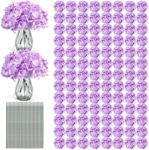 Auihiay 204Pcs Purple Hydrangea Artificial Flowers Bulk by Auihiay