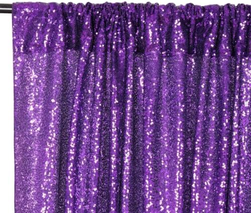 10X10FT Purple Halloween Backdrop Sequin Curtain Drape Glitter Party Decor - Image 3