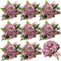 8 Bundles Artificial Peony Centerpiece Flowers,Dark Purple by Yuxung