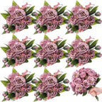 8 Bundles Artificial Peony Centerpiece Flowers,Dark Purple by Yuxung