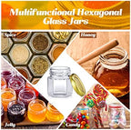 Nuogo 100 Pack 1.5oz Mini Hexagon Glass Jars Bulk Honey Jars, Gold - Image 4