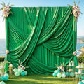 50x12 ft Green Backdrop Curtains for Weddings Parties, Birthdays and Photos by PartyVillage
