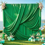 50x12 ft Green Backdrop Curtains for Weddings Parties, Birthdays and Photos by PartyVillage