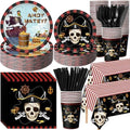 Potchen 452 Pcs Pirate Plates Napkins Party Supply, Red Black by Potchen