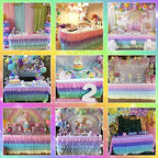 HB HBB MAGIC Unicorn Table Skirt Rainbow Tablecloth for Rectangle Table 9ft Fiesta Baby Shower Girls Birthday Party Unicorn Party Wedding - Image 2