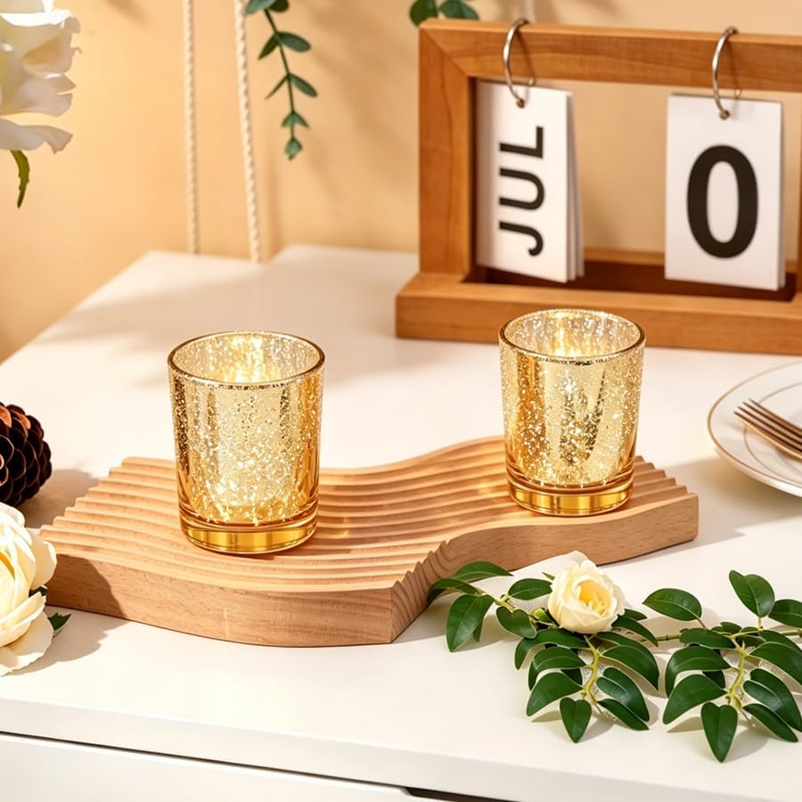 DARJEN 24 Pcs Gold Tea Lights Candles Holders for Wedding Centerpieces - Image 2