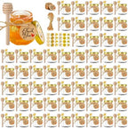 GIVAMEIHF Mini Glass Honey jars-1.5 oz,60pcs Hexagon Honey Jars with Wood Dipper,Stickers,Bee Pendants,Tags,Rope,Small Honey Jars with Lids,Perfect for Wedding Favors,Jams,Baby Shower,Party Favors by GIVAMEIHF