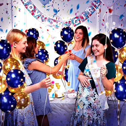 Wettarn 4 Set Balloon Column Kit for Floor with LED Light Balloons Stand Kit Tower Pillar Backdrop for Wedding Birthday Summer Baby Shower Party Decorations(Gold and Navy Blue) - Image 5