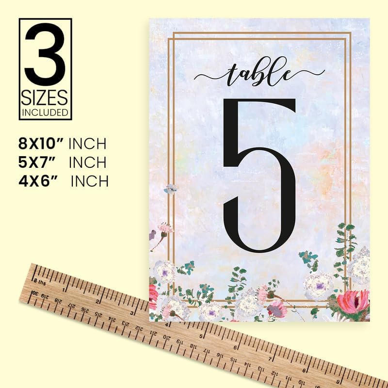 Floral Frame Design Table Number Cards Double Sided Party Table Numbers for Reception Baby Shower Anniversary Birthday Bridal Party 4x6 100 Pcs - Image 3