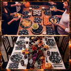 Honeydak 210 Pcs Halloween Skeleton Party Supplies for 30 Guests Dancing Skull Birthday Plates Napkins Cup and Forks Tableware for Halloween Ceremonies Birthday Holiday Party Decorations - Image 6