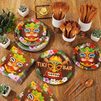 Pickmesh 400 Pcs Tiki Party Supplies, Hawaiian Luau Tableware for 50 Guest - Image 5