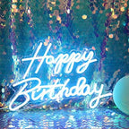 LED Neon Happy Birthday Sign Night Light Birthday Party Decorations Ice Blue USB Operated Decorative for Backdrop Party Bedroom Wall Décor 5v by DAKABUKA