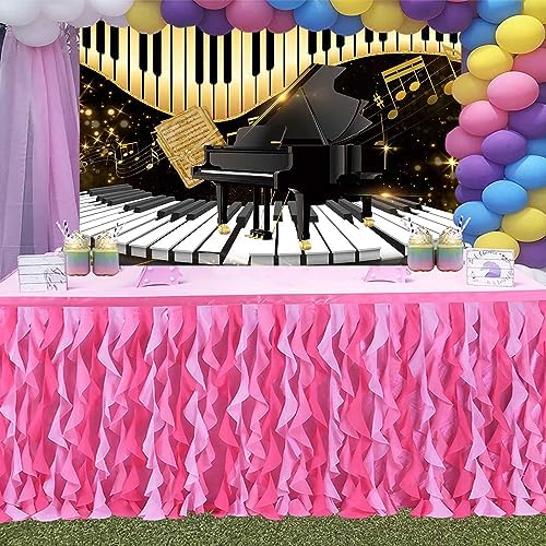 Piano Backdrop, Piano Keyboard Musical Notes Photography Background, 8x8ft - Image 4