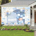 12X10ft Blue Baby Shower Backdrop Cute Blue Boho Floral Baby Shower Backdrop, Boy's or Girl's Baby Shower Party Backdrop Decor Cartoon Baby Shower Birthday Party Background Photo Booth Props - Image 3