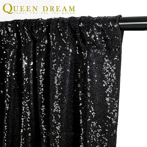 6x8FT Black Curtains Backdrop for Parties, Glitter Sequin Wedding Backdrop - Image 6