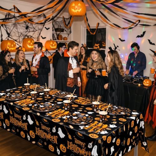 Funnymoom 218 Pcs Halloween Party Decorations Black Orange Plate Serves 24 - Image 5