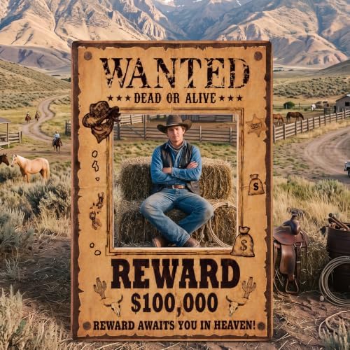 Funrous 5.4 ft Western Wanted Photo Booth Stand up - Image 3