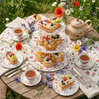 Lallisa Wildflower 3 Tier Ceramic Dessert Stand for Cupcakes - Image 3