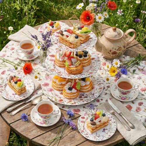Lallisa Wildflower 3 Tier Ceramic Dessert Stand for Cupcakes - Image 3