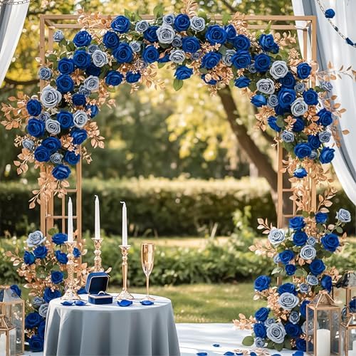 Auihiay 104PCS Blue Roses, Realistic Silk Velvet Blue Artificial Flowers - Image 6