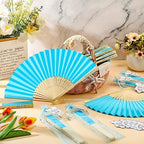 Colarr 50 Sets Baby Shower Favors for Guests Folding Fans Bulk, Blue - Image 5