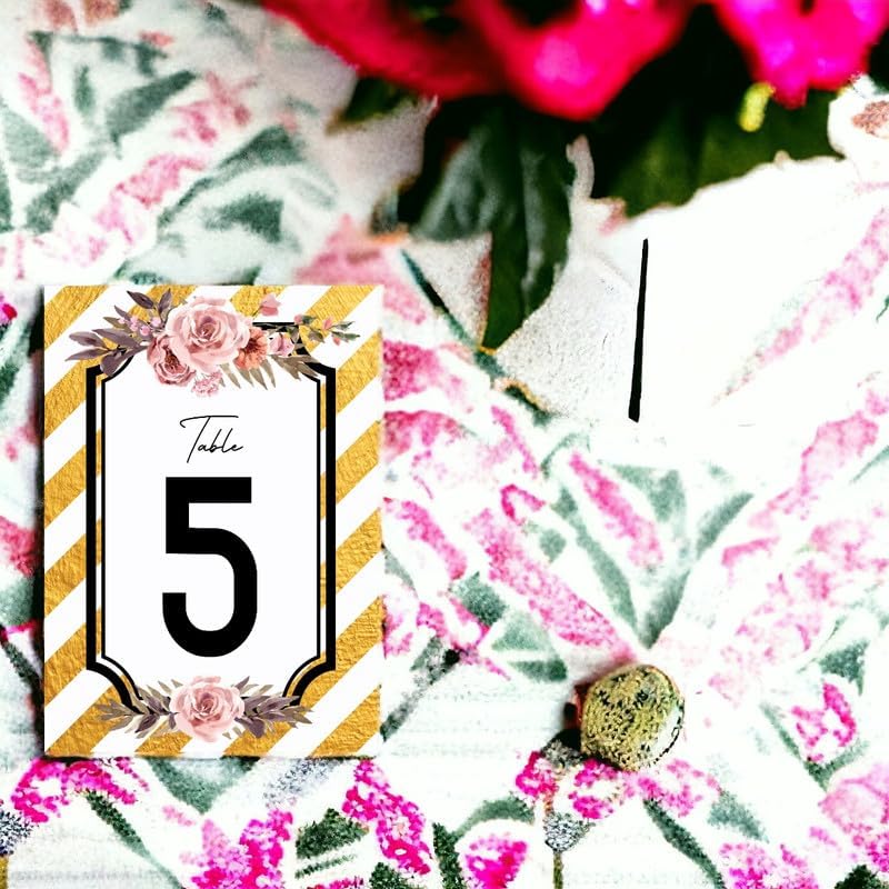 Rose Flower Table Cards Number 1-50 Double Sided For Wedding Reception Event Party Baby Shower Birthday 4x6, AT-TABLE-CARD-874 - Image 2