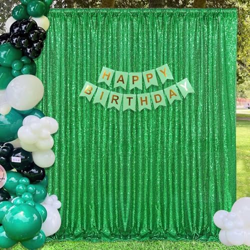 7ft x 7ft Green Sequin Backdrop Curtain Party Backdrop Curtain - Image 2