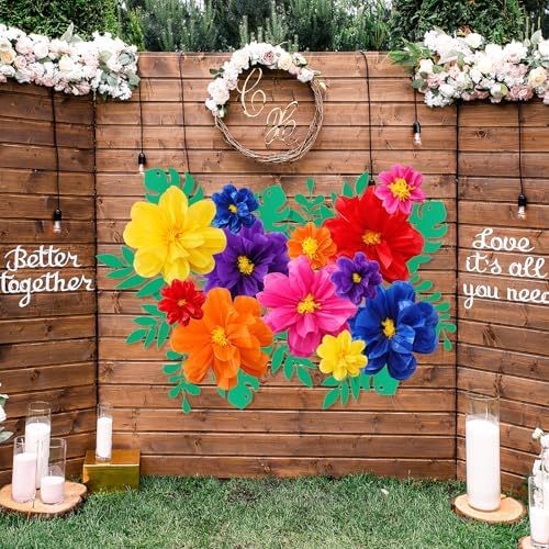 Geyee 80 Pcs Mexican Giant Paper Flowers Leaves Set, 48 Pcs Large Mexico Tissue Paper Flowers and 32 Green Leaves for Mexican Party Wedding Archway Fiesta Birthday Decoration 20" 10'' - Image 5